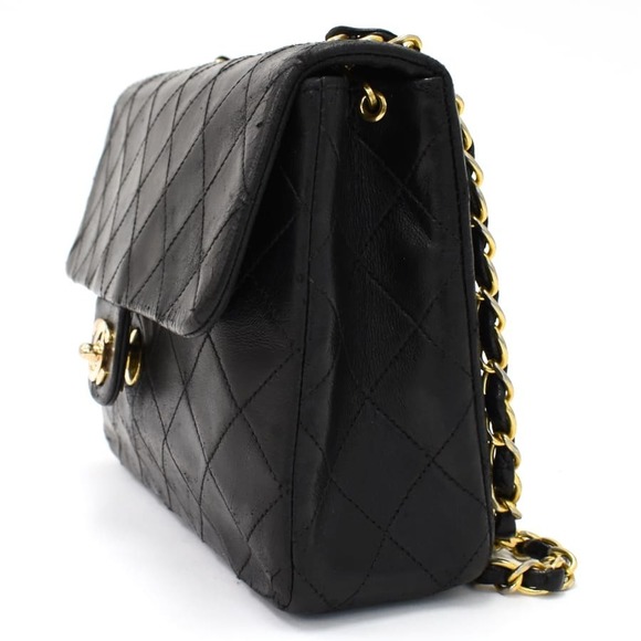 Chanel Chain Shoulder Bag Mini Matelasse Coco Mark Leather Black - Picture 2 of 8